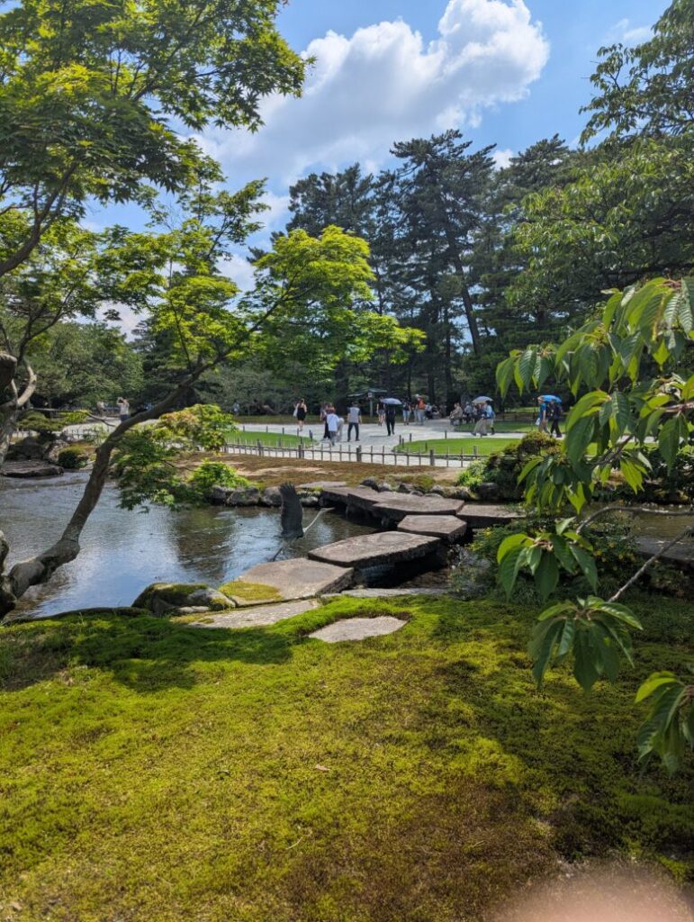 兼六園 雁行橋周辺の苔と緑 夏